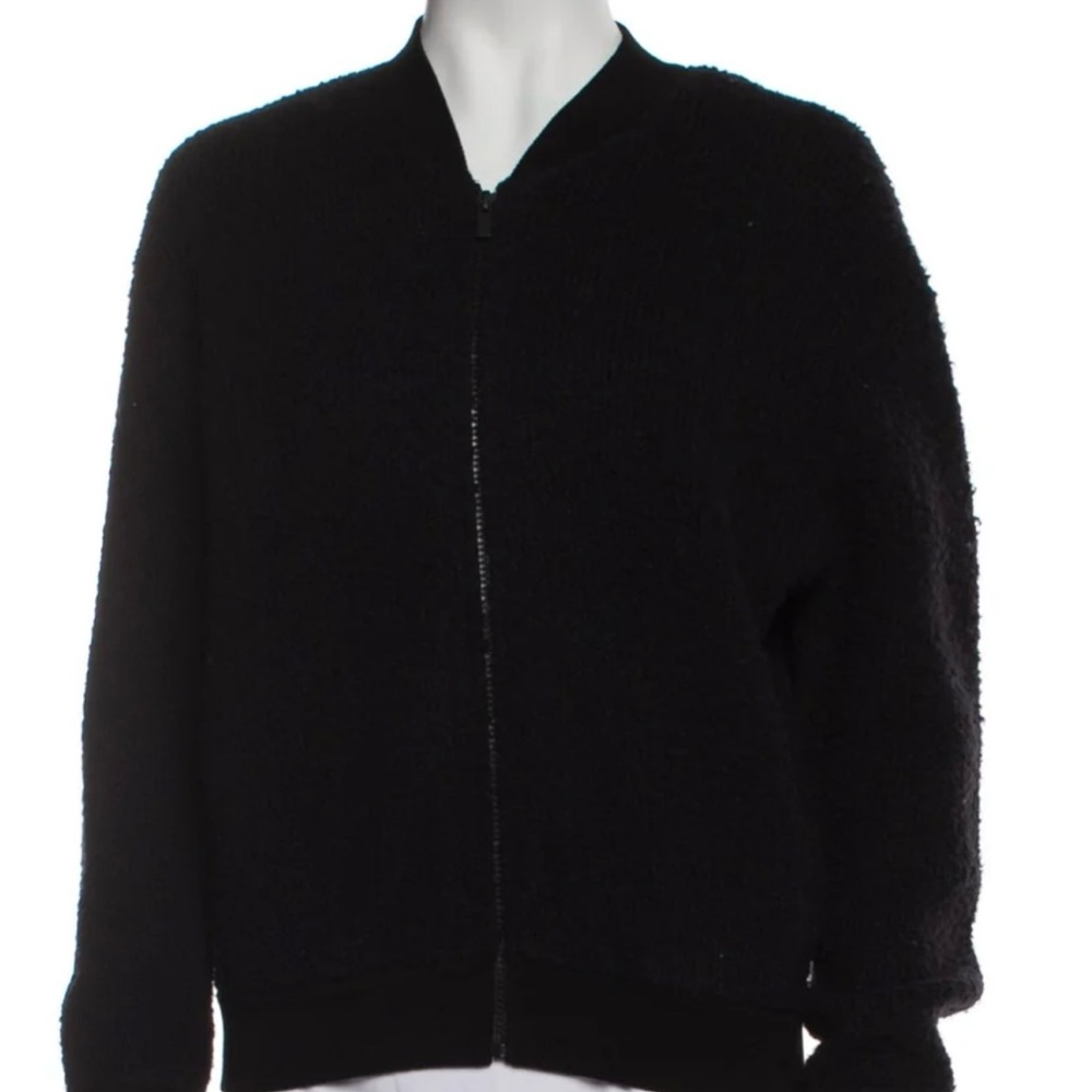 Vince boucle Black Textured Bomber Jacket